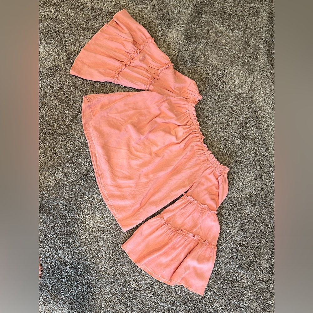 Coral off the shoulder blouse